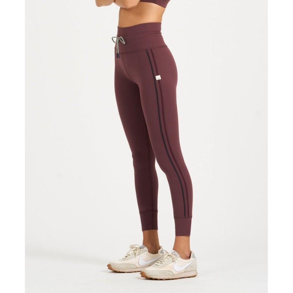 ​Vuori Maroon Daily Leggings Performance Joggers Leg Stripe Small